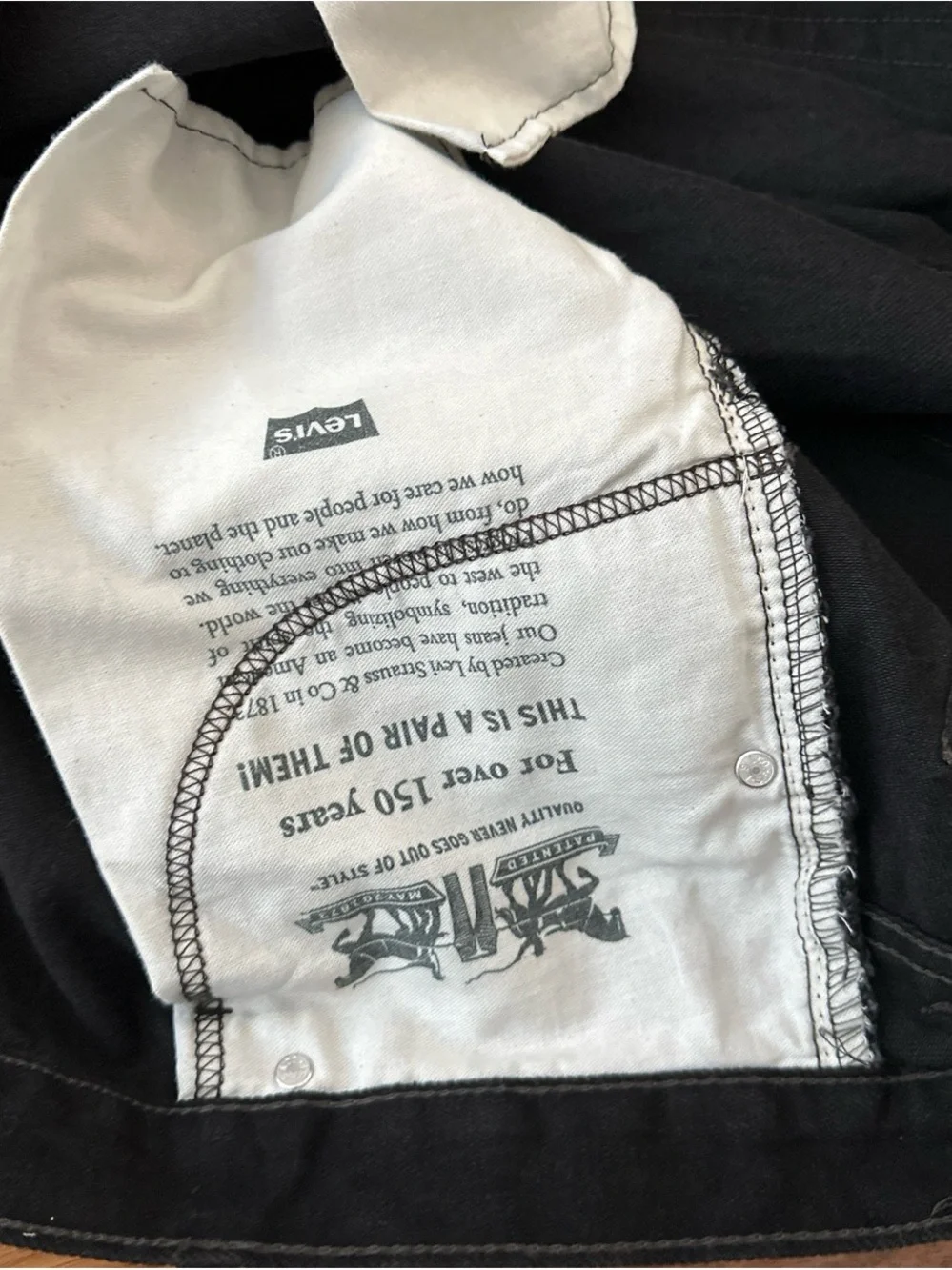 Levi's Black Jeans with Tan Leather Patch